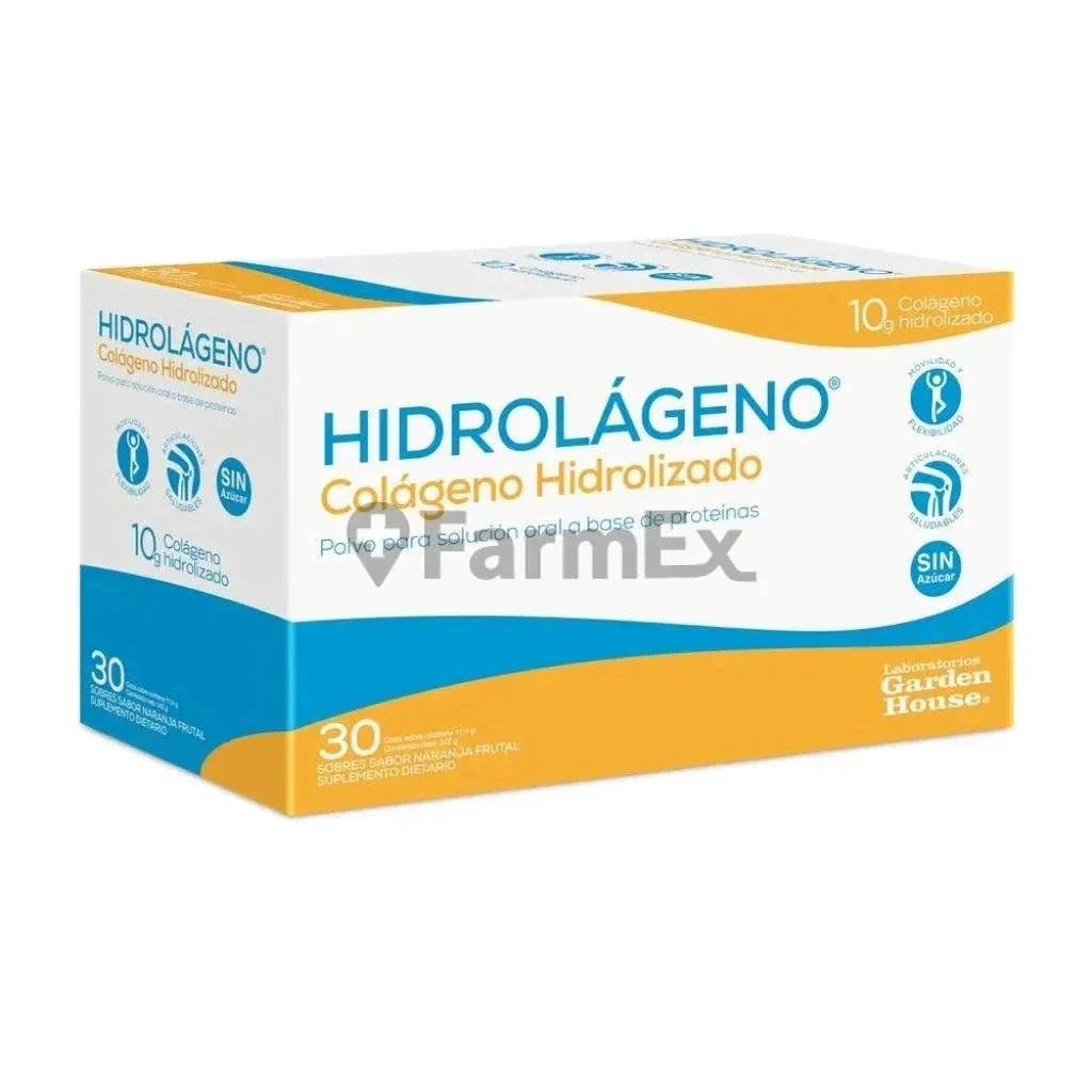 Hidrolágeno "Colágeno Hidrolizado" Sabor Naranja Frutal x 30 sobres Farmex-Fonasa-Persistente